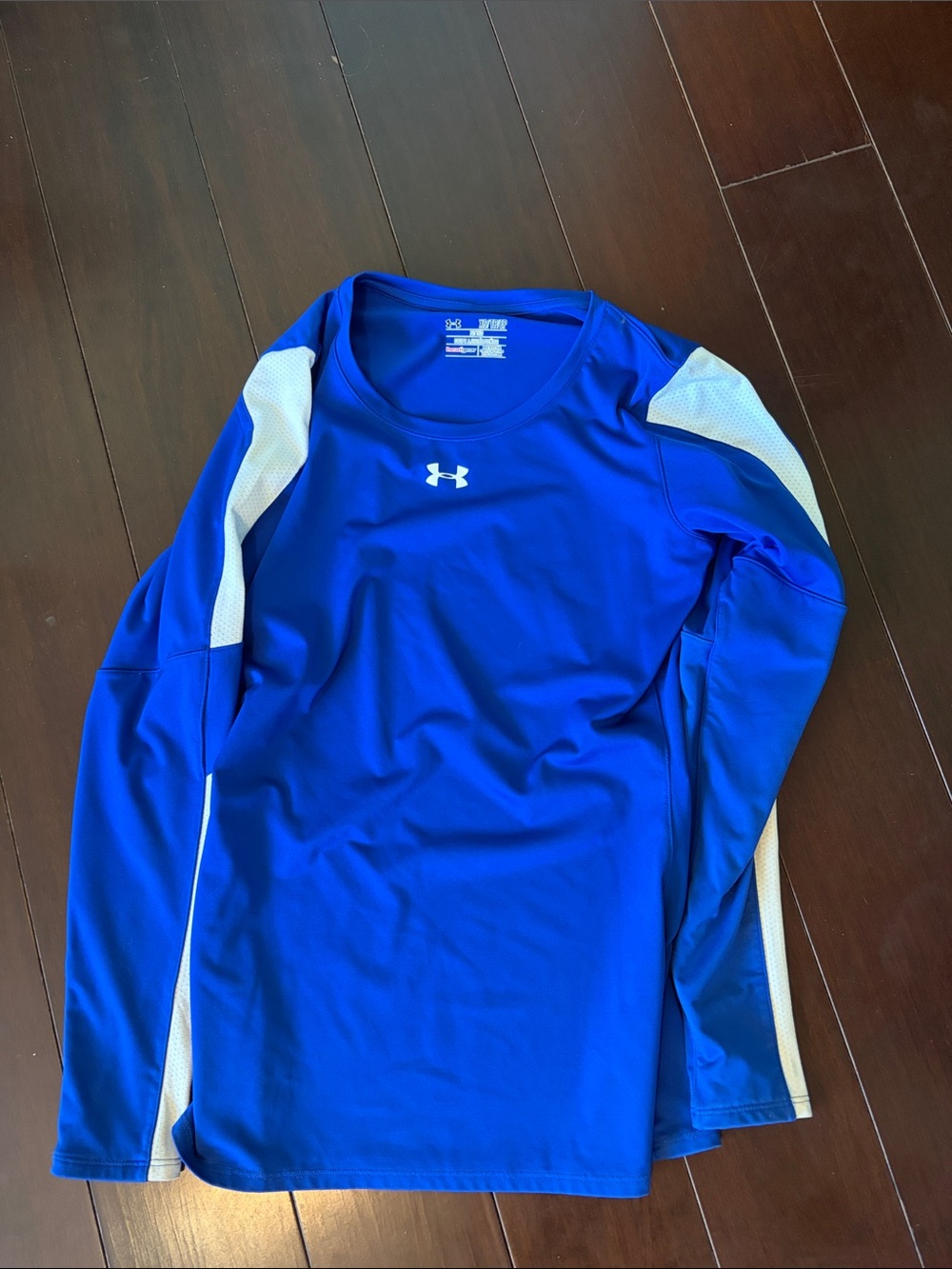 Under Armour Blue Long-Sleeve Athletic Top with White Panels